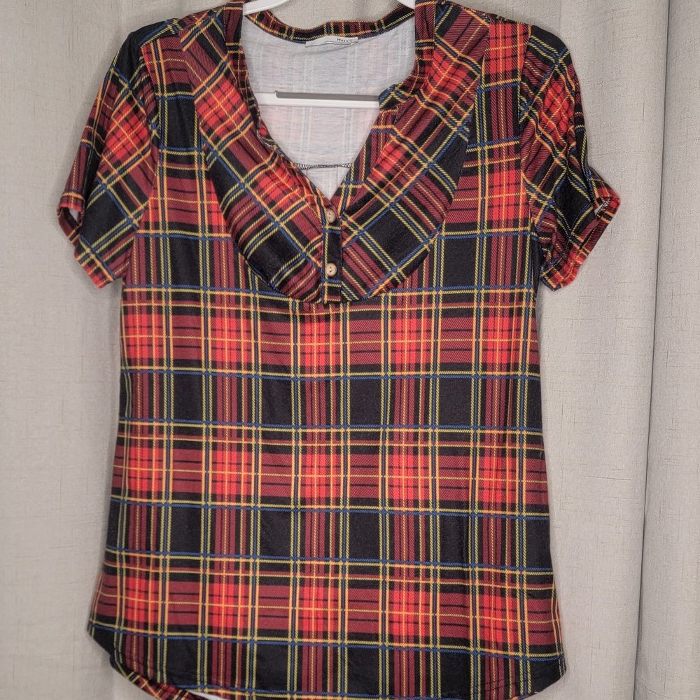 Messic Womens plaid Blouse size Large